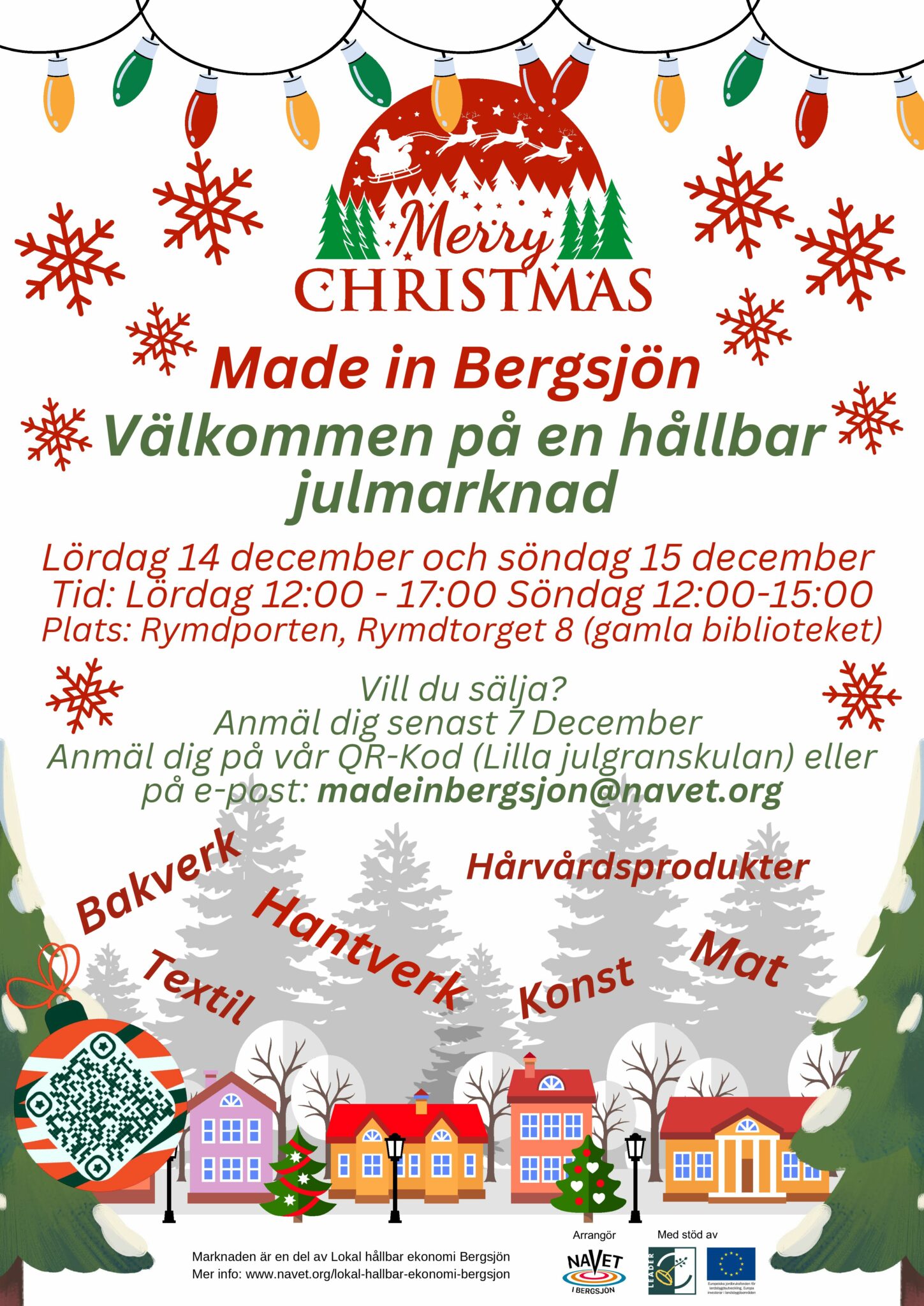 Affisch Made in Bergsjön HÅLLBAR JULMARKNAD